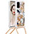 Silicone Candy Rubber TPU Bling-Bling Soft Case Cover with Lanyard Strap S02 for Samsung Galaxy S20 5G Gold