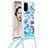 Silicone Candy Rubber TPU Bling-Bling Soft Case Cover with Lanyard Strap S02 for Samsung Galaxy S20 5G Sky Blue