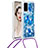 Silicone Candy Rubber TPU Bling-Bling Soft Case Cover with Lanyard Strap S02 for Samsung Galaxy S20 Blue