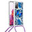 Silicone Candy Rubber TPU Bling-Bling Soft Case Cover with Lanyard Strap S02 for Samsung Galaxy S20 FE (2022) 5G Blue