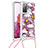 Silicone Candy Rubber TPU Bling-Bling Soft Case Cover with Lanyard Strap S02 for Samsung Galaxy S20 FE (2022) 5G Red