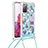 Silicone Candy Rubber TPU Bling-Bling Soft Case Cover with Lanyard Strap S02 for Samsung Galaxy S20 FE (2022) 5G Sky Blue