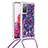 Silicone Candy Rubber TPU Bling-Bling Soft Case Cover with Lanyard Strap S02 for Samsung Galaxy S20 Lite 5G Purple