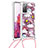 Silicone Candy Rubber TPU Bling-Bling Soft Case Cover with Lanyard Strap S02 for Samsung Galaxy S20 Lite 5G Red