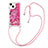 Silicone Candy Rubber TPU Bling-Bling Soft Case Cover with Lanyard Strap S03 for Apple iPhone 13