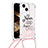 Silicone Candy Rubber TPU Bling-Bling Soft Case Cover with Lanyard Strap S03 for Apple iPhone 13