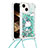 Silicone Candy Rubber TPU Bling-Bling Soft Case Cover with Lanyard Strap S03 for Apple iPhone 13