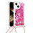 Silicone Candy Rubber TPU Bling-Bling Soft Case Cover with Lanyard Strap S03 for Apple iPhone 13