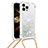 Silicone Candy Rubber TPU Bling-Bling Soft Case Cover with Lanyard Strap S03 for Apple iPhone 13 Pro