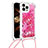 Silicone Candy Rubber TPU Bling-Bling Soft Case Cover with Lanyard Strap S03 for Apple iPhone 13 Pro