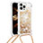 Silicone Candy Rubber TPU Bling-Bling Soft Case Cover with Lanyard Strap S03 for Apple iPhone 13 Pro Gold