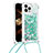 Silicone Candy Rubber TPU Bling-Bling Soft Case Cover with Lanyard Strap S03 for Apple iPhone 13 Pro Green