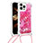 Silicone Candy Rubber TPU Bling-Bling Soft Case Cover with Lanyard Strap S03 for Apple iPhone 13 Pro Max