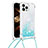 Silicone Candy Rubber TPU Bling-Bling Soft Case Cover with Lanyard Strap S03 for Apple iPhone 13 Pro Max Sky Blue