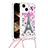 Silicone Candy Rubber TPU Bling-Bling Soft Case Cover with Lanyard Strap S03 for Apple iPhone 14 Plus Mixed