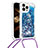 Silicone Candy Rubber TPU Bling-Bling Soft Case Cover with Lanyard Strap S03 for Apple iPhone 14 Pro Max Blue