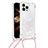 Silicone Candy Rubber TPU Bling-Bling Soft Case Cover with Lanyard Strap S03 for Apple iPhone 14 Pro Max Silver