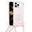 Silicone Candy Rubber TPU Bling-Bling Soft Case Cover with Lanyard Strap S03 for Apple iPhone 14 Pro Pink