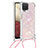 Silicone Candy Rubber TPU Bling-Bling Soft Case Cover with Lanyard Strap S03 for Samsung Galaxy A12 Pink