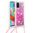 Silicone Candy Rubber TPU Bling-Bling Soft Case Cover with Lanyard Strap S03 for Samsung Galaxy A51 4G