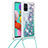 Silicone Candy Rubber TPU Bling-Bling Soft Case Cover with Lanyard Strap S03 for Samsung Galaxy A51 4G