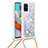 Silicone Candy Rubber TPU Bling-Bling Soft Case Cover with Lanyard Strap S03 for Samsung Galaxy A51 4G