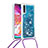 Silicone Candy Rubber TPU Bling-Bling Soft Case Cover with Lanyard Strap S03 for Samsung Galaxy A70S Blue