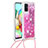 Silicone Candy Rubber TPU Bling-Bling Soft Case Cover with Lanyard Strap S03 for Samsung Galaxy A71 5G