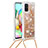Silicone Candy Rubber TPU Bling-Bling Soft Case Cover with Lanyard Strap S03 for Samsung Galaxy A71 5G Gold