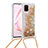 Silicone Candy Rubber TPU Bling-Bling Soft Case Cover with Lanyard Strap S03 for Samsung Galaxy A81 Gold