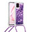 Silicone Candy Rubber TPU Bling-Bling Soft Case Cover with Lanyard Strap S03 for Samsung Galaxy A81 Purple