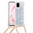 Silicone Candy Rubber TPU Bling-Bling Soft Case Cover with Lanyard Strap S03 for Samsung Galaxy A81 Silver