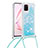 Silicone Candy Rubber TPU Bling-Bling Soft Case Cover with Lanyard Strap S03 for Samsung Galaxy A81 Sky Blue