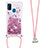 Silicone Candy Rubber TPU Bling-Bling Soft Case Cover with Lanyard Strap S03 for Samsung Galaxy M21