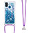 Silicone Candy Rubber TPU Bling-Bling Soft Case Cover with Lanyard Strap S03 for Samsung Galaxy M30s Blue