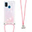 Silicone Candy Rubber TPU Bling-Bling Soft Case Cover with Lanyard Strap S03 for Samsung Galaxy M30s Pink