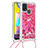 Silicone Candy Rubber TPU Bling-Bling Soft Case Cover with Lanyard Strap S03 for Samsung Galaxy M31 Prime Edition Hot Pink