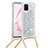 Silicone Candy Rubber TPU Bling-Bling Soft Case Cover with Lanyard Strap S03 for Samsung Galaxy M60s