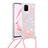 Silicone Candy Rubber TPU Bling-Bling Soft Case Cover with Lanyard Strap S03 for Samsung Galaxy M60s Pink