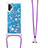 Silicone Candy Rubber TPU Bling-Bling Soft Case Cover with Lanyard Strap S03 for Samsung Galaxy Note 10 Plus 5G Blue