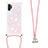 Silicone Candy Rubber TPU Bling-Bling Soft Case Cover with Lanyard Strap S03 for Samsung Galaxy Note 10 Plus 5G Pink