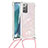 Silicone Candy Rubber TPU Bling-Bling Soft Case Cover with Lanyard Strap S03 for Samsung Galaxy Note 20 5G