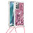 Silicone Candy Rubber TPU Bling-Bling Soft Case Cover with Lanyard Strap S03 for Samsung Galaxy Note 20 5G