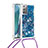 Silicone Candy Rubber TPU Bling-Bling Soft Case Cover with Lanyard Strap S03 for Samsung Galaxy Note 20 5G Blue