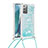 Silicone Candy Rubber TPU Bling-Bling Soft Case Cover with Lanyard Strap S03 for Samsung Galaxy Note 20 5G Sky Blue