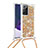 Silicone Candy Rubber TPU Bling-Bling Soft Case Cover with Lanyard Strap S03 for Samsung Galaxy Note 20 Ultra 5G Gold