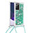 Silicone Candy Rubber TPU Bling-Bling Soft Case Cover with Lanyard Strap S03 for Samsung Galaxy Note 20 Ultra 5G Green
