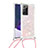 Silicone Candy Rubber TPU Bling-Bling Soft Case Cover with Lanyard Strap S03 for Samsung Galaxy Note 20 Ultra 5G Pink