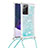 Silicone Candy Rubber TPU Bling-Bling Soft Case Cover with Lanyard Strap S03 for Samsung Galaxy Note 20 Ultra 5G Sky Blue
