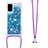 Silicone Candy Rubber TPU Bling-Bling Soft Case Cover with Lanyard Strap S03 for Samsung Galaxy S20 Blue